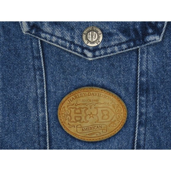 90s Vintage Harley Davidson Motorcycle Jean Jacket - Picture 4 of 4